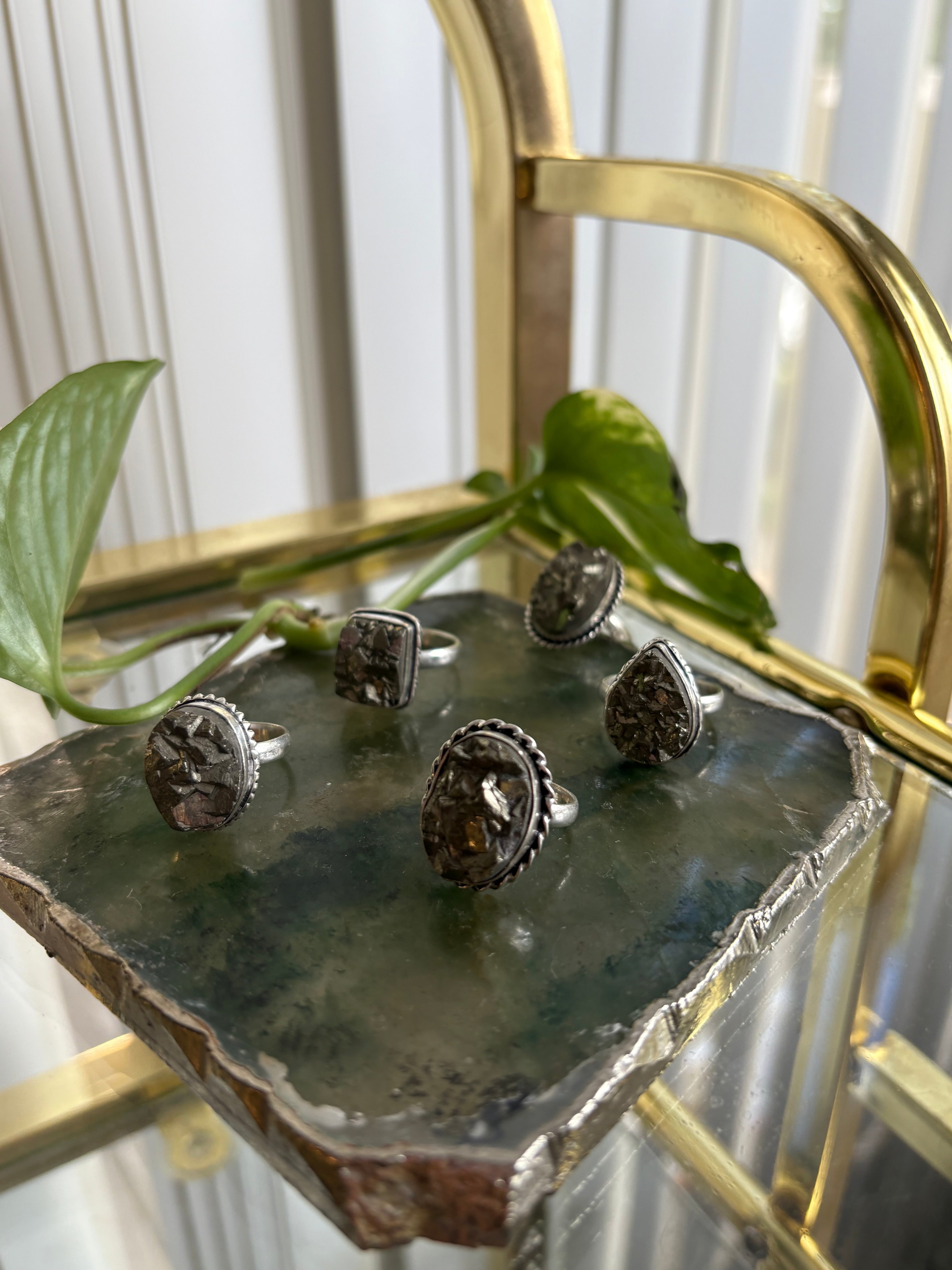 Silver Pyrite Rings