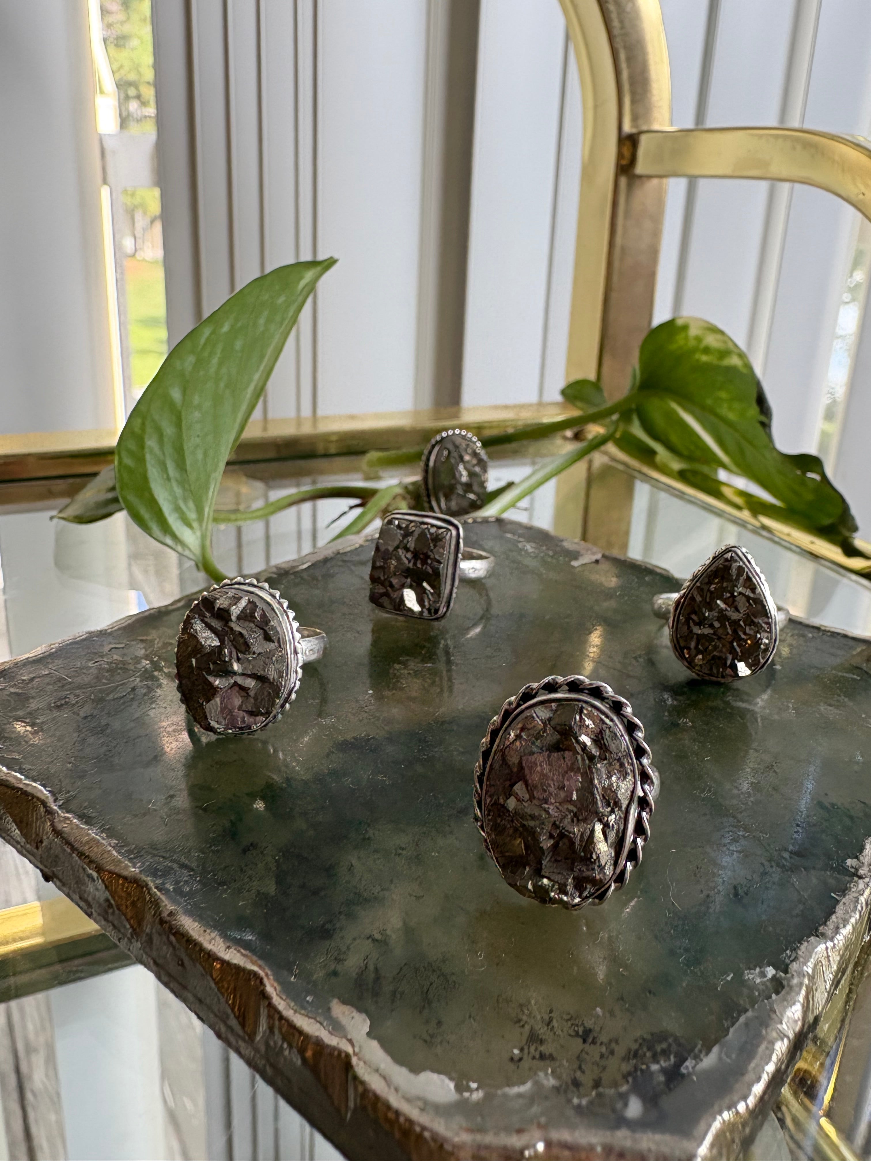 Silver Pyrite Rings