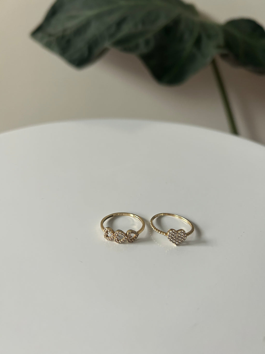 10k Gold CZ Heart Rings