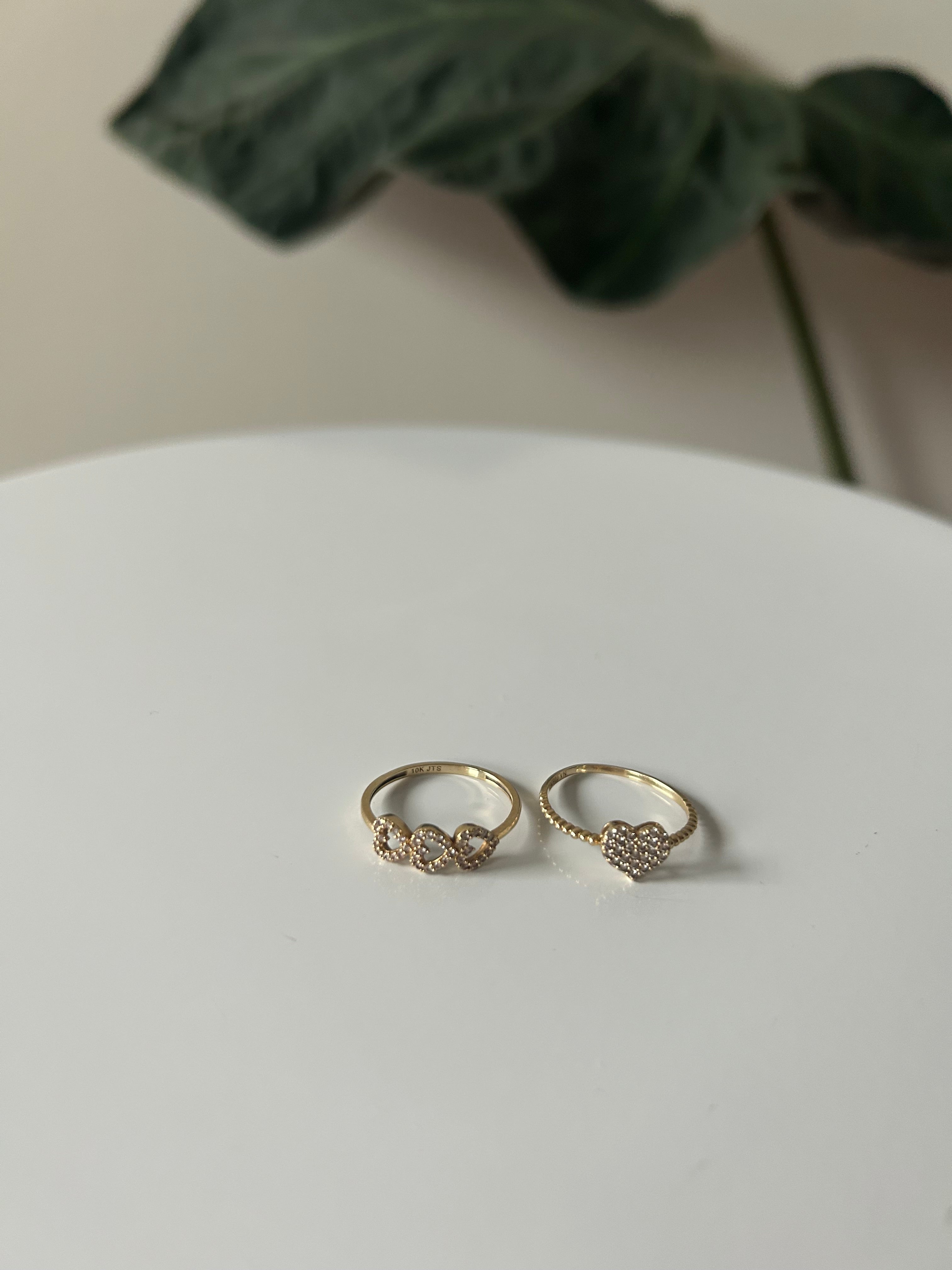 10k Gold CZ Heart Rings