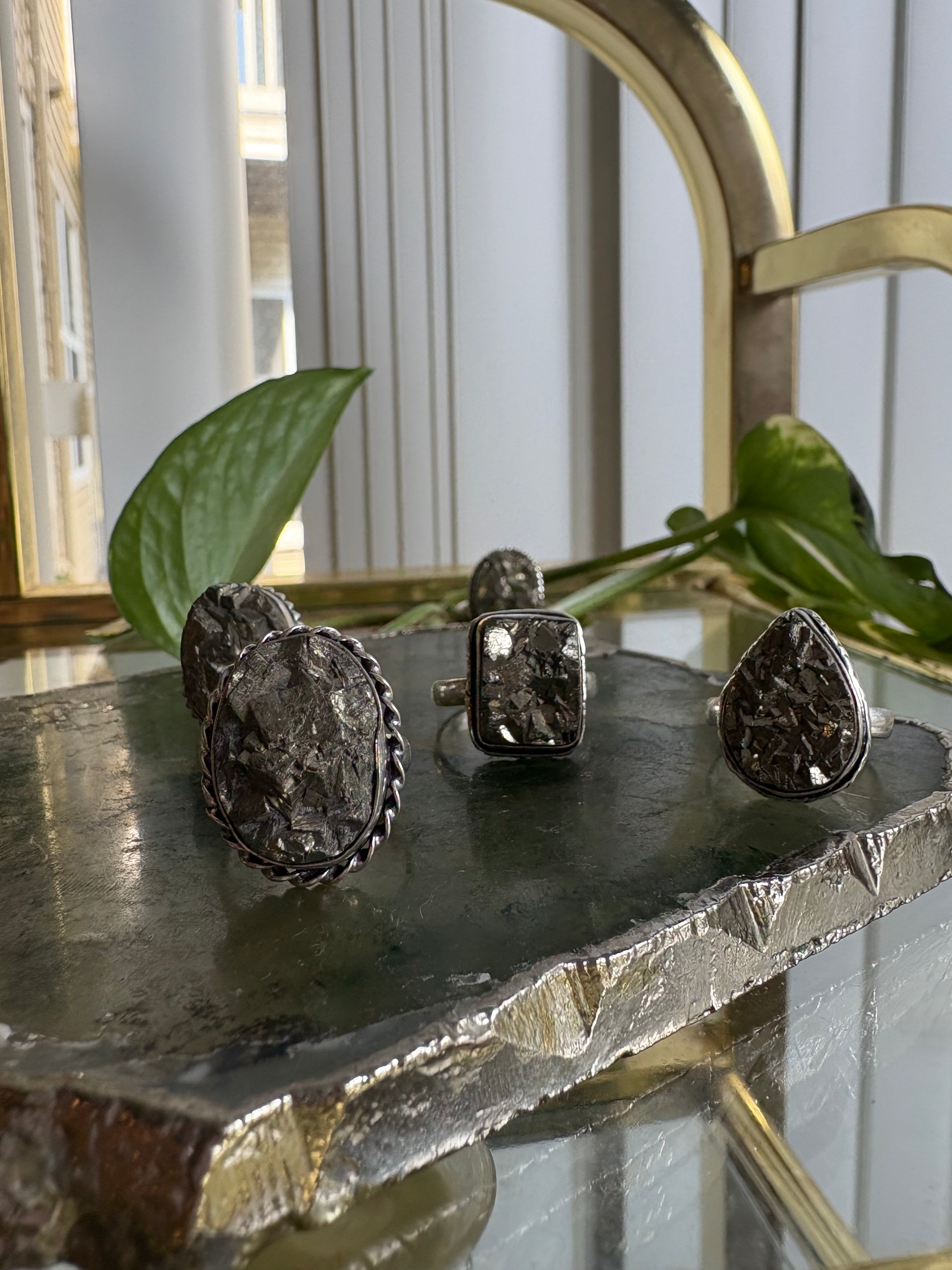 Silver Pyrite Rings