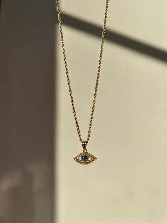 10k Gold Evil Eye Rope Necklace