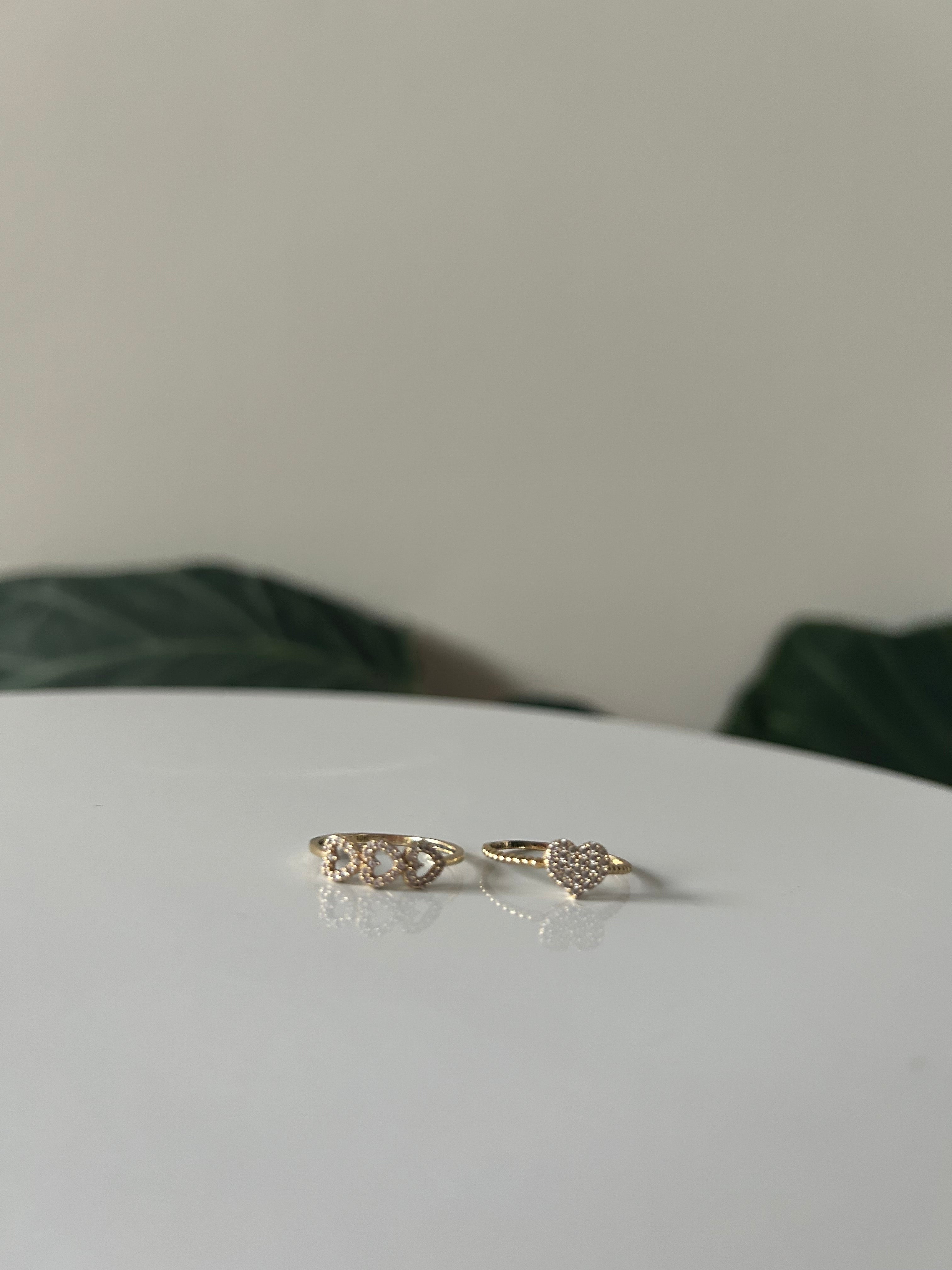 10k Gold CZ Heart Rings
