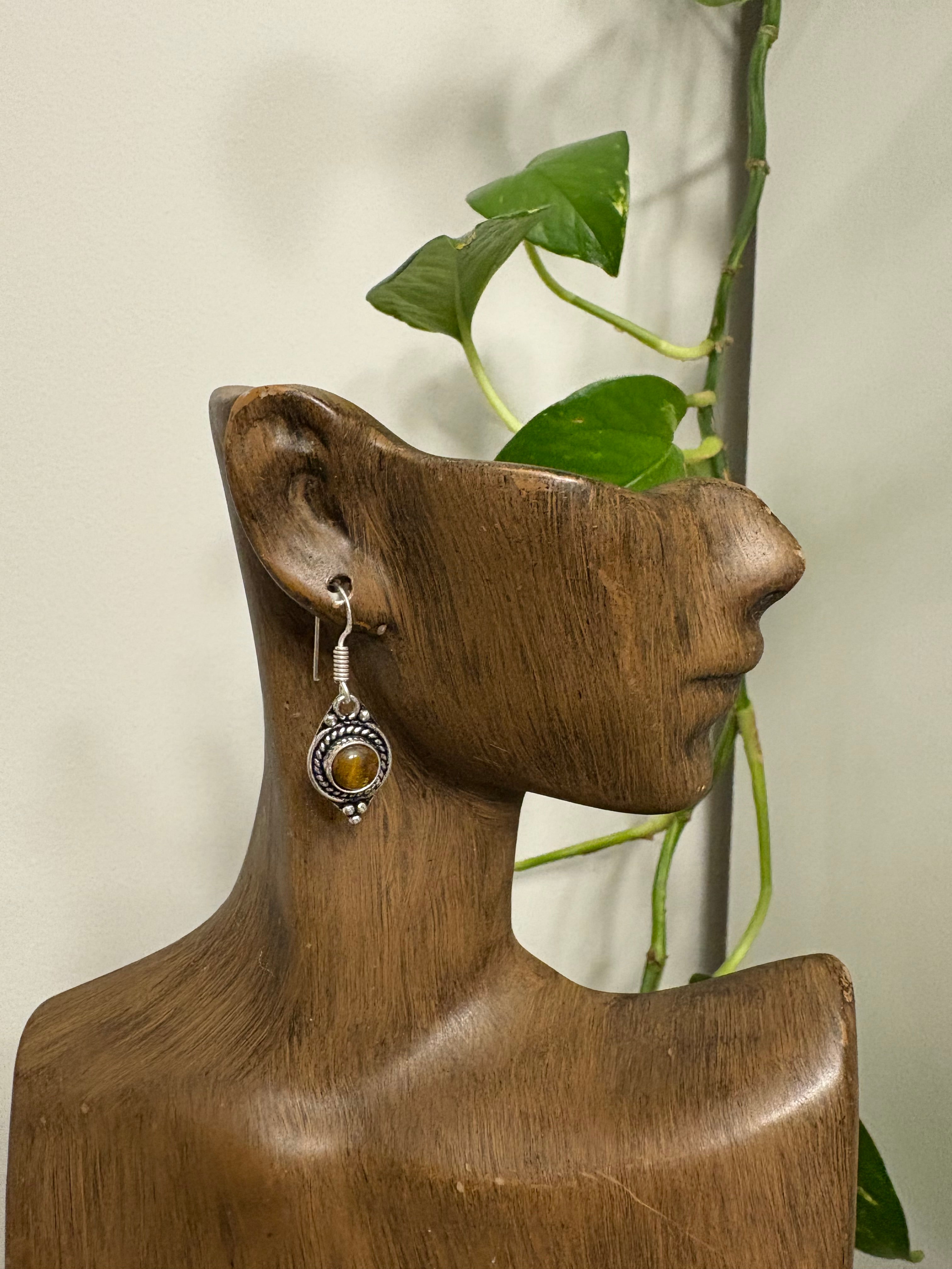Silver Tigers Eye Earrings