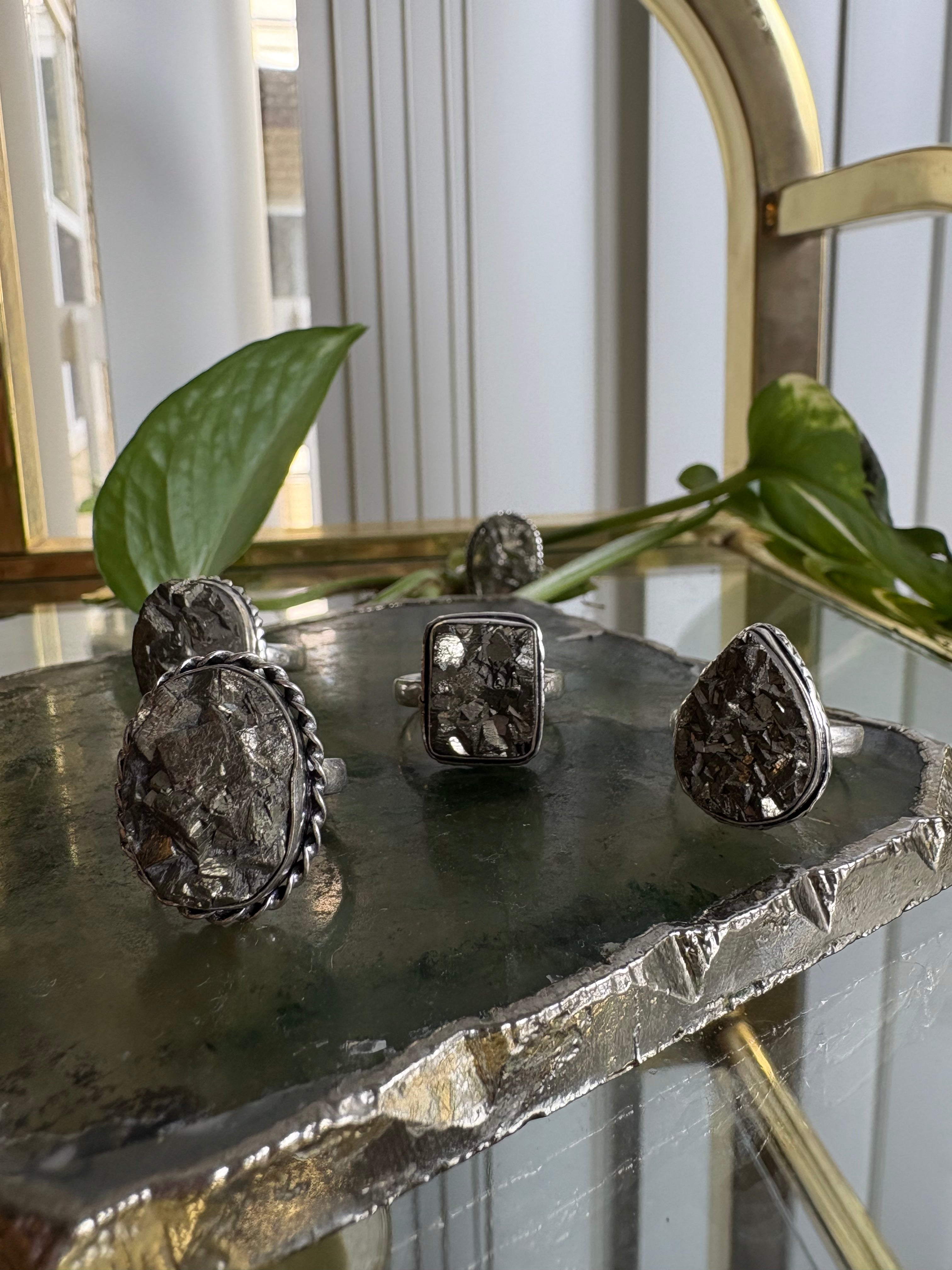 Silver Pyrite Rings