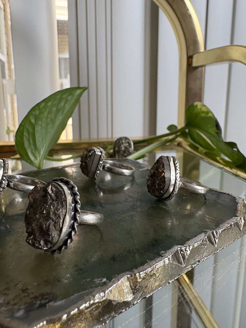 Silver Pyrite Rings