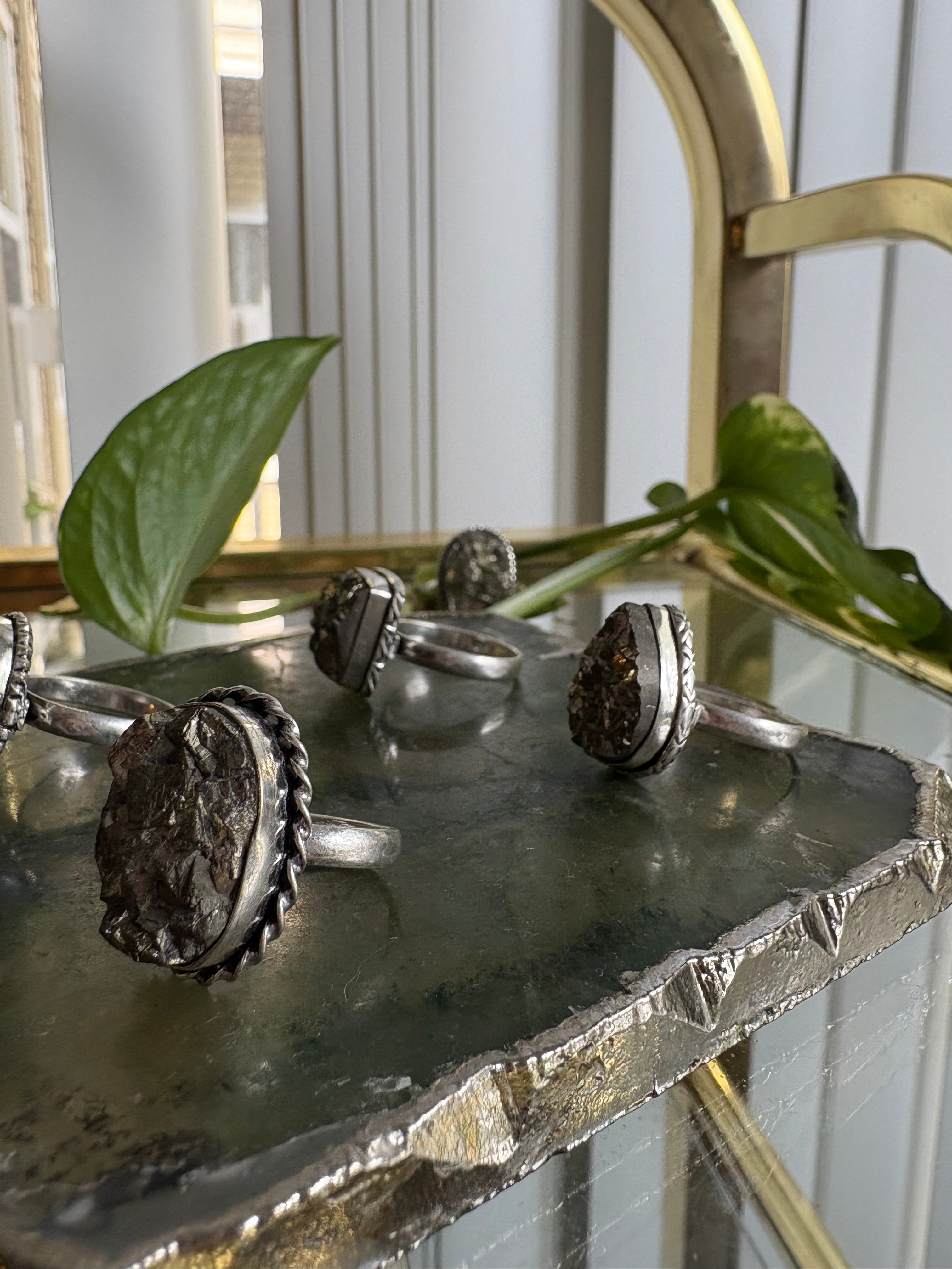 Silver Pyrite Rings