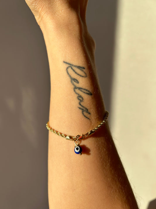 10k Gold Evil Eye Rope Bracelet