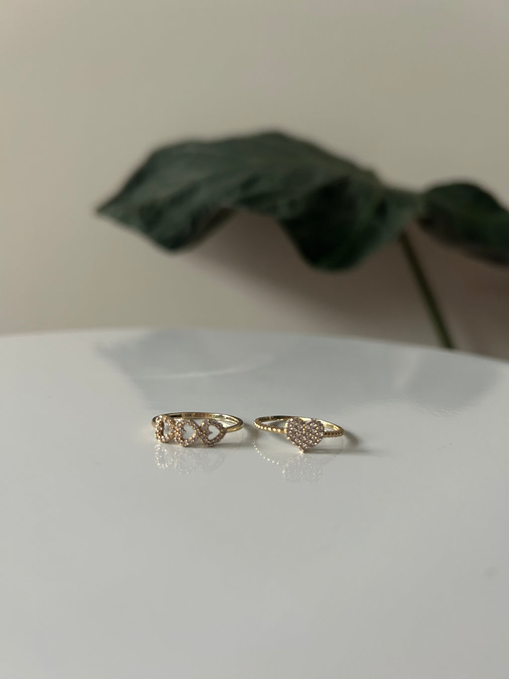 10k Gold CZ Heart Rings