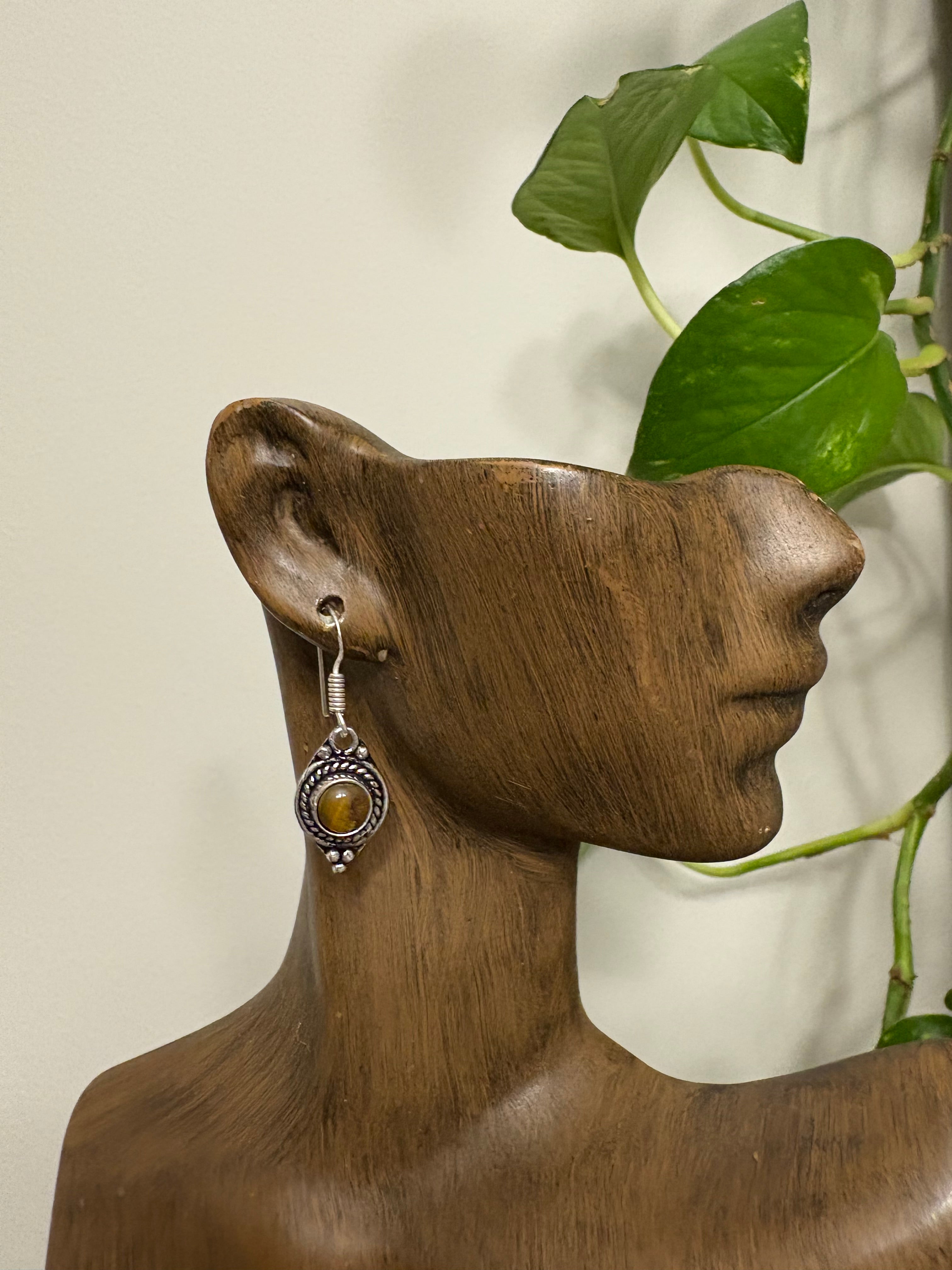 Silver Tigers Eye Earrings