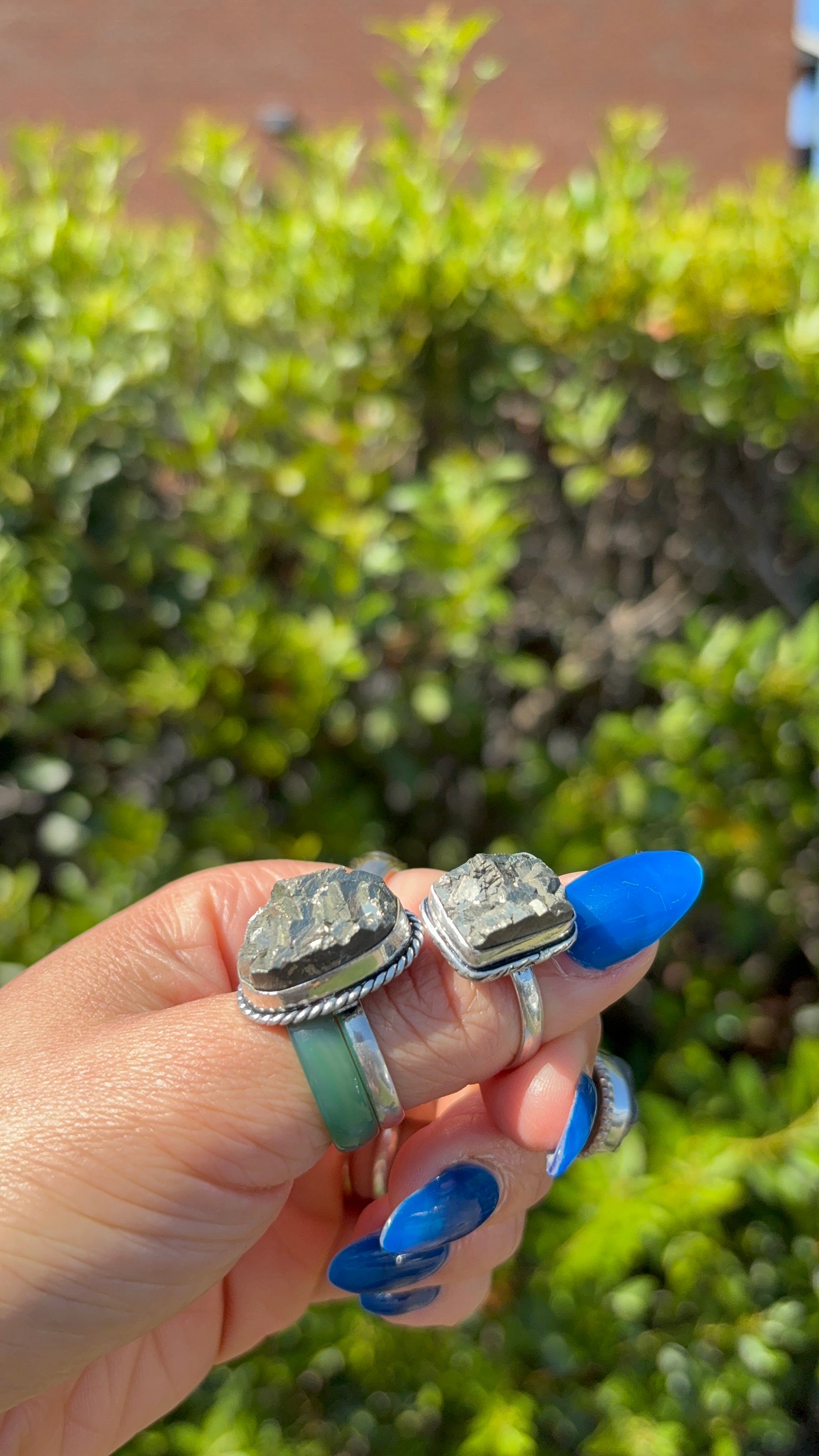 Silver Pyrite Rings