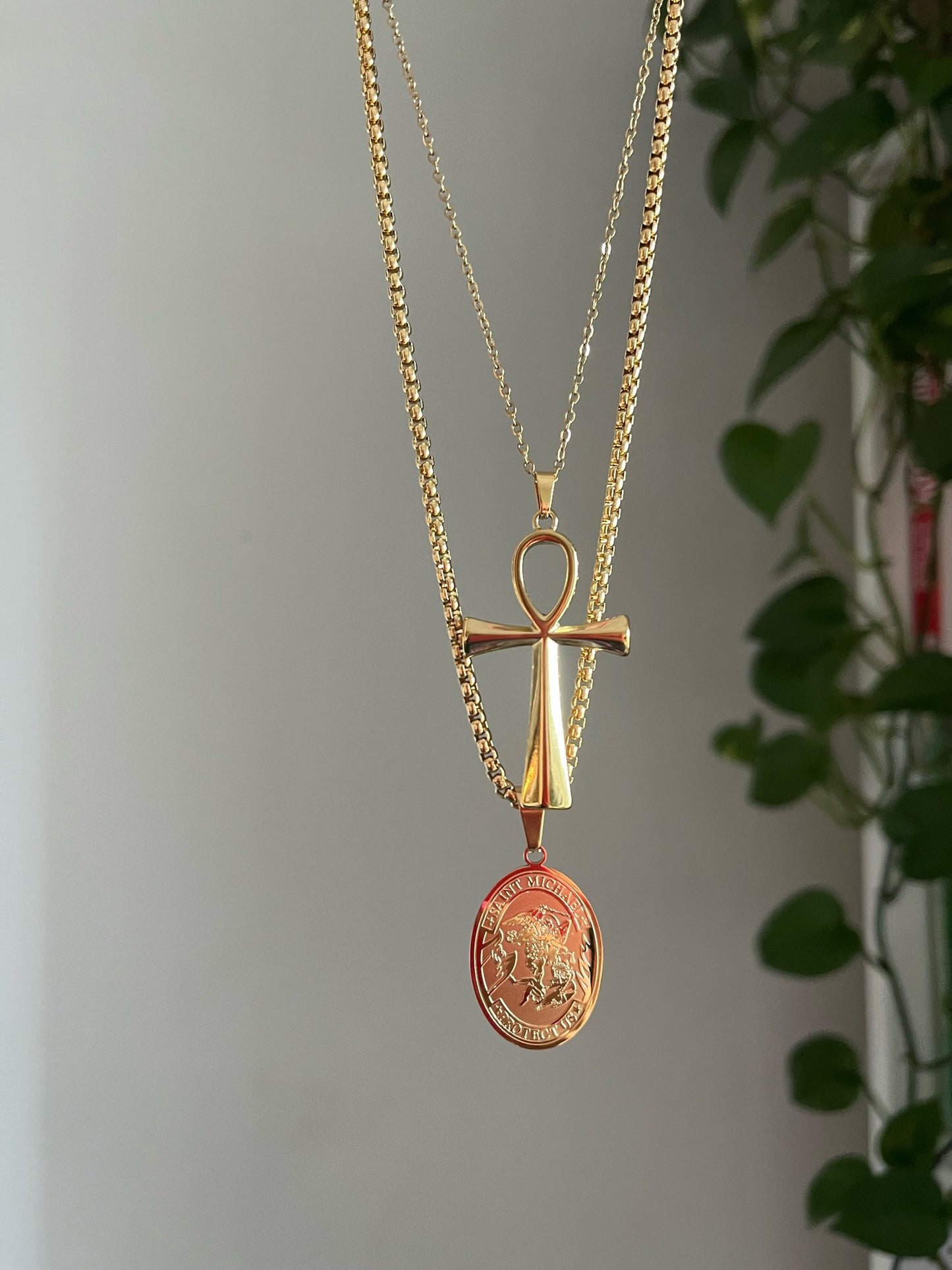 Ankh & Archangel Michael Protection Necklace Set